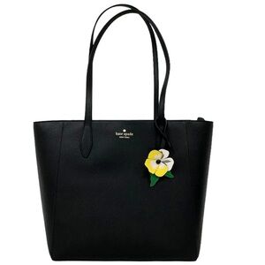EUC Kate Spade Black Tote with Floral Charm